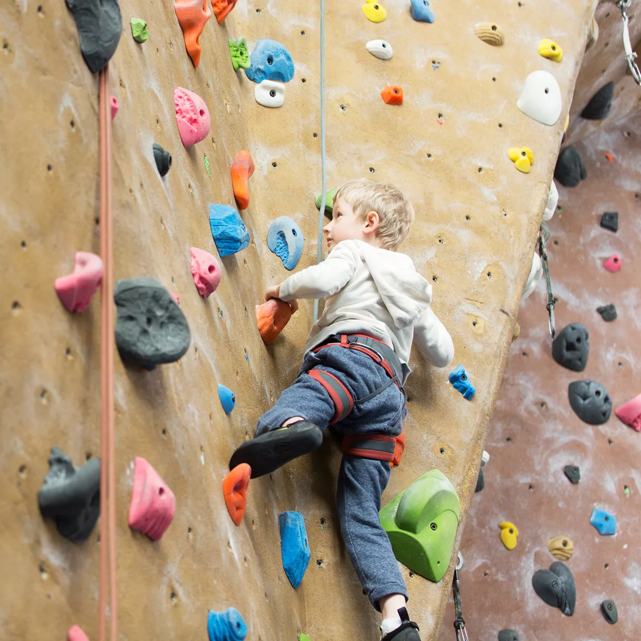 Young Person On Climbing Wall